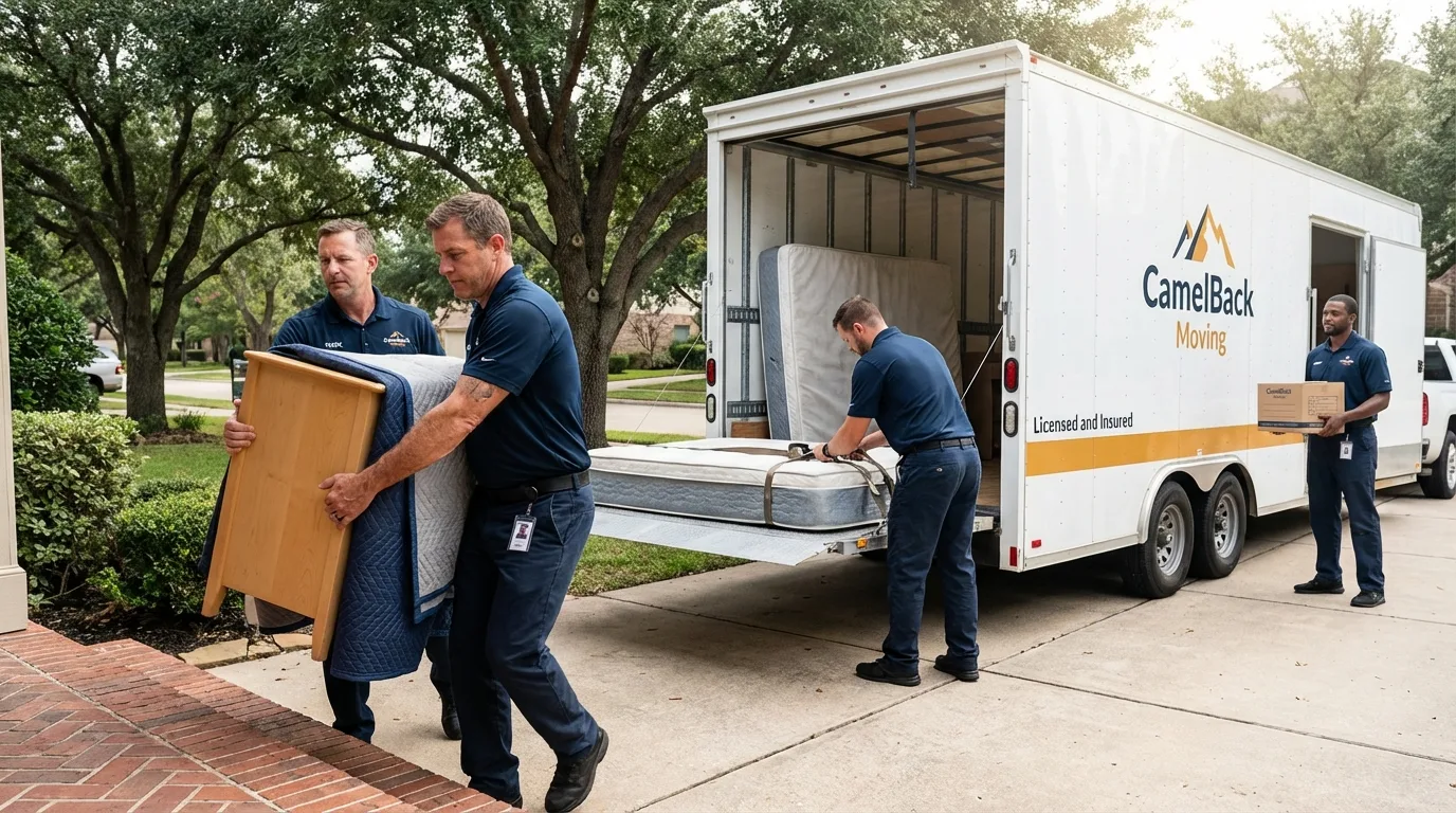 Crew loading residential truck for cross-state move from Cayey, PR