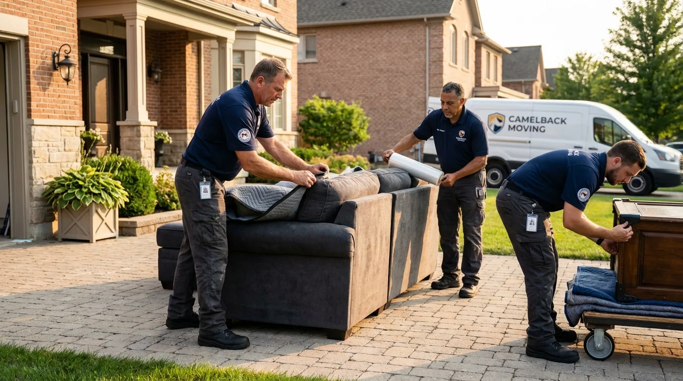 Large estate moving crew wrapping furniture in Cayey, PR